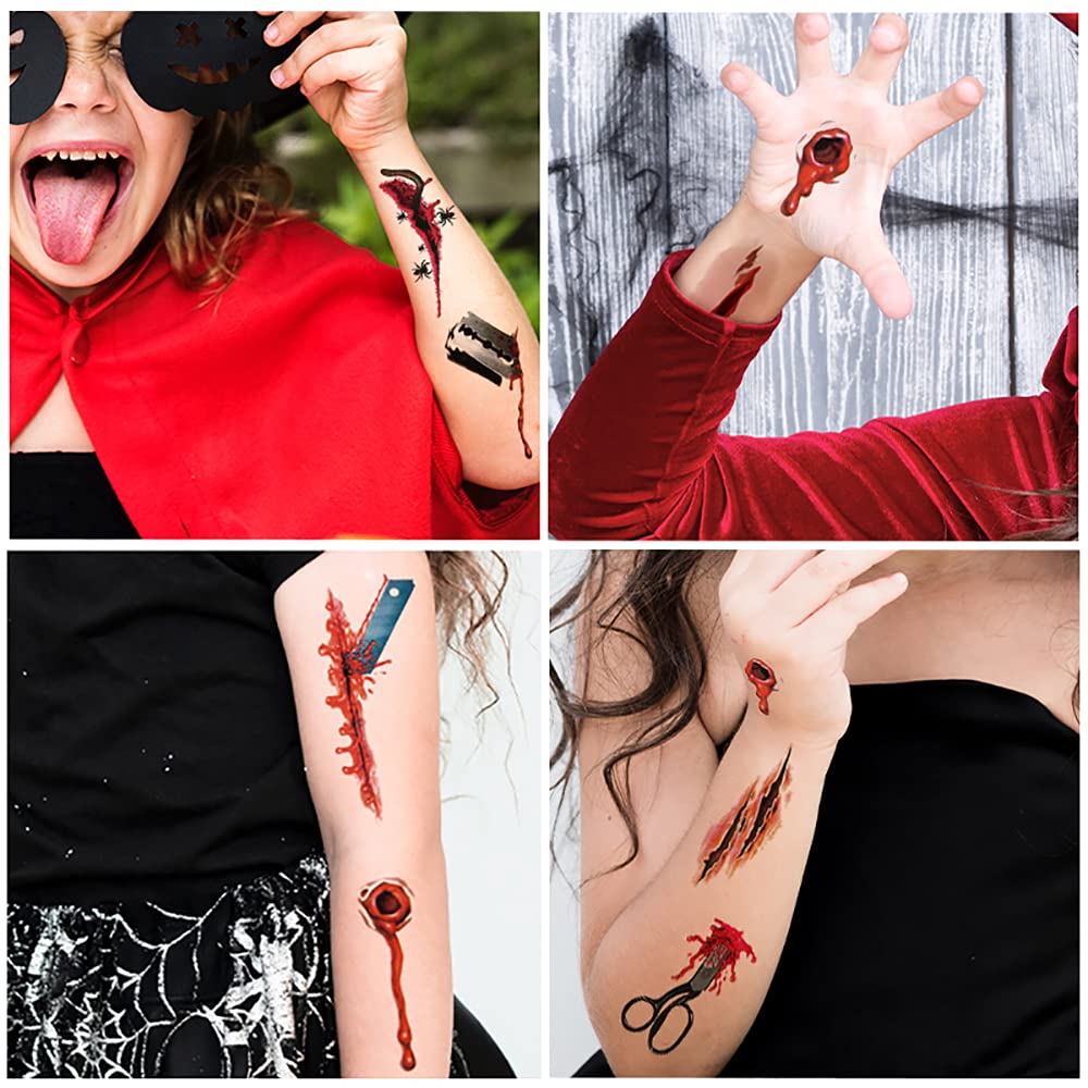 Amazon.com : Scary Halloween scar tattoo sticker, costume zombie tattoo  realistic wound suture vampire bite mark temporary sticker, Halloween  role-playing party dance prank makeup props : Beauty & Personal Care