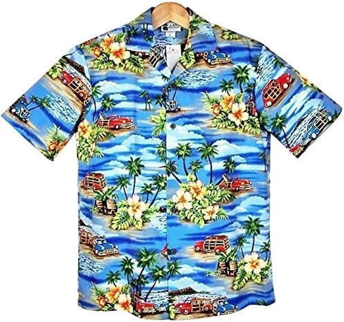 Amazon アロハシャツ メンズ ハワイ製 ブルー オールドハワイアン柄 アロハリパブリック シャツ 通販