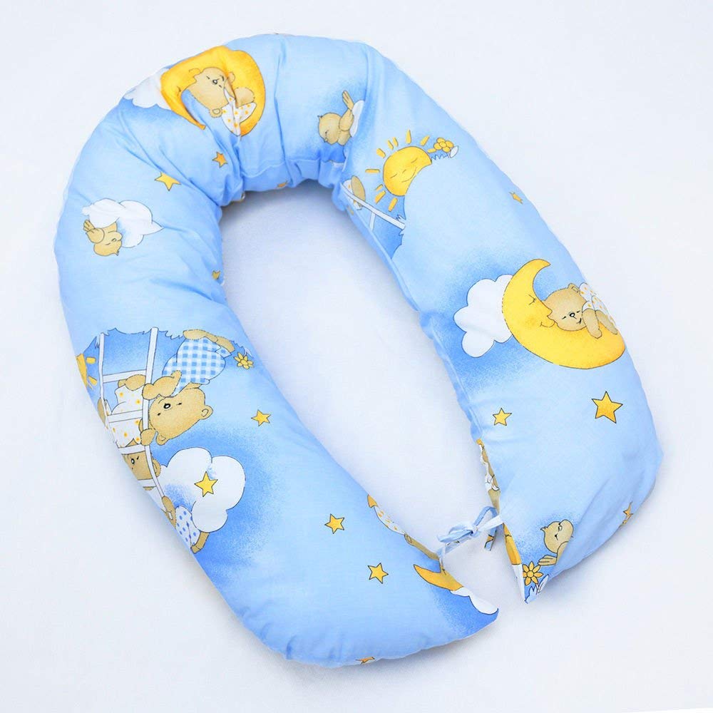 Babymam Ladder Blue Breast Feeding Pillow Baby Nursing Matern​Ity Pregnancy Cotton Cover 170Cm (Ladder Blue)