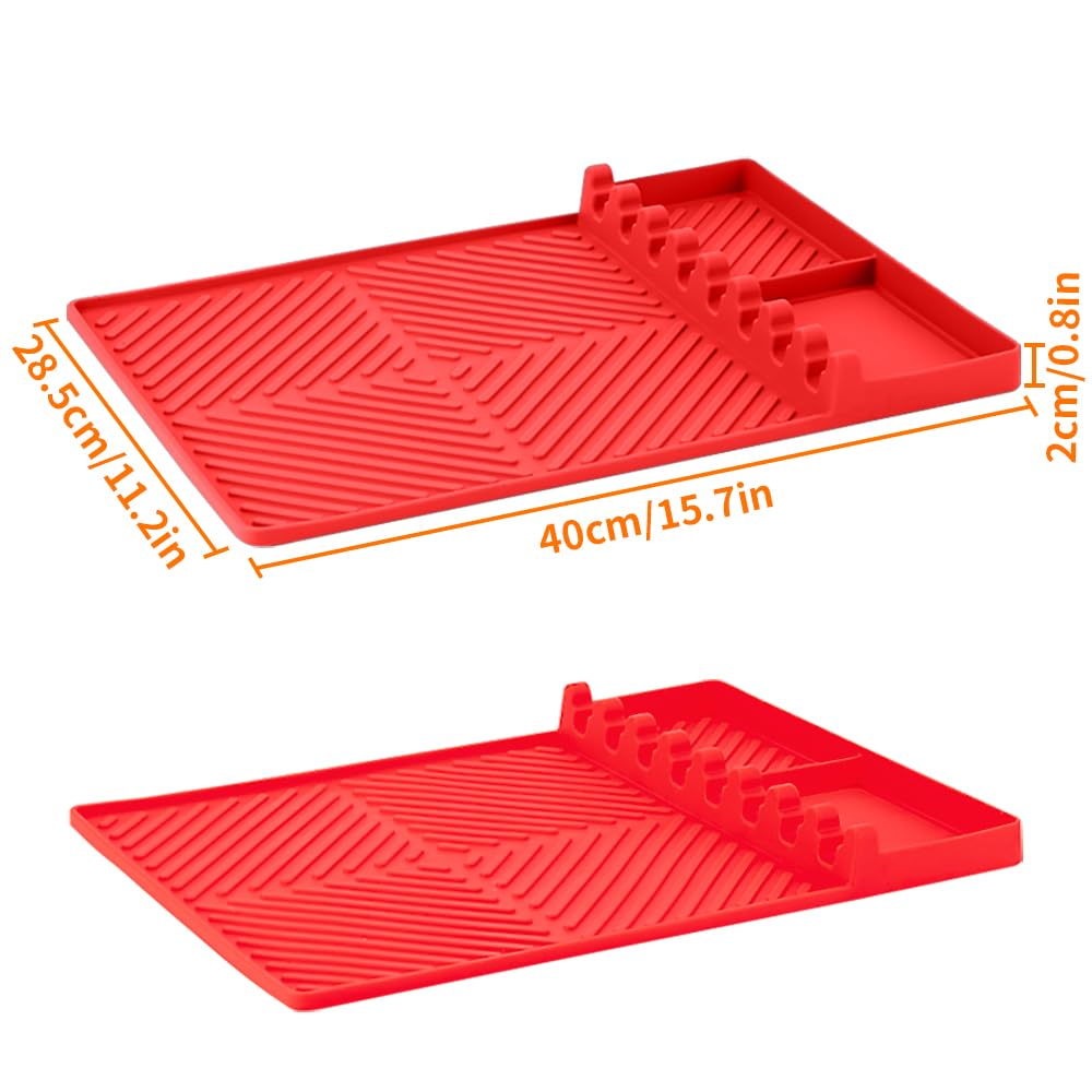 Vocloud BBQ Tool Mat for Blackstone,blackstone griddle accessories,Durable Food Grade Silicone Mat grill Accessories,Grills and tool holders for kitchens, cooking and countertops ?fiery red?
