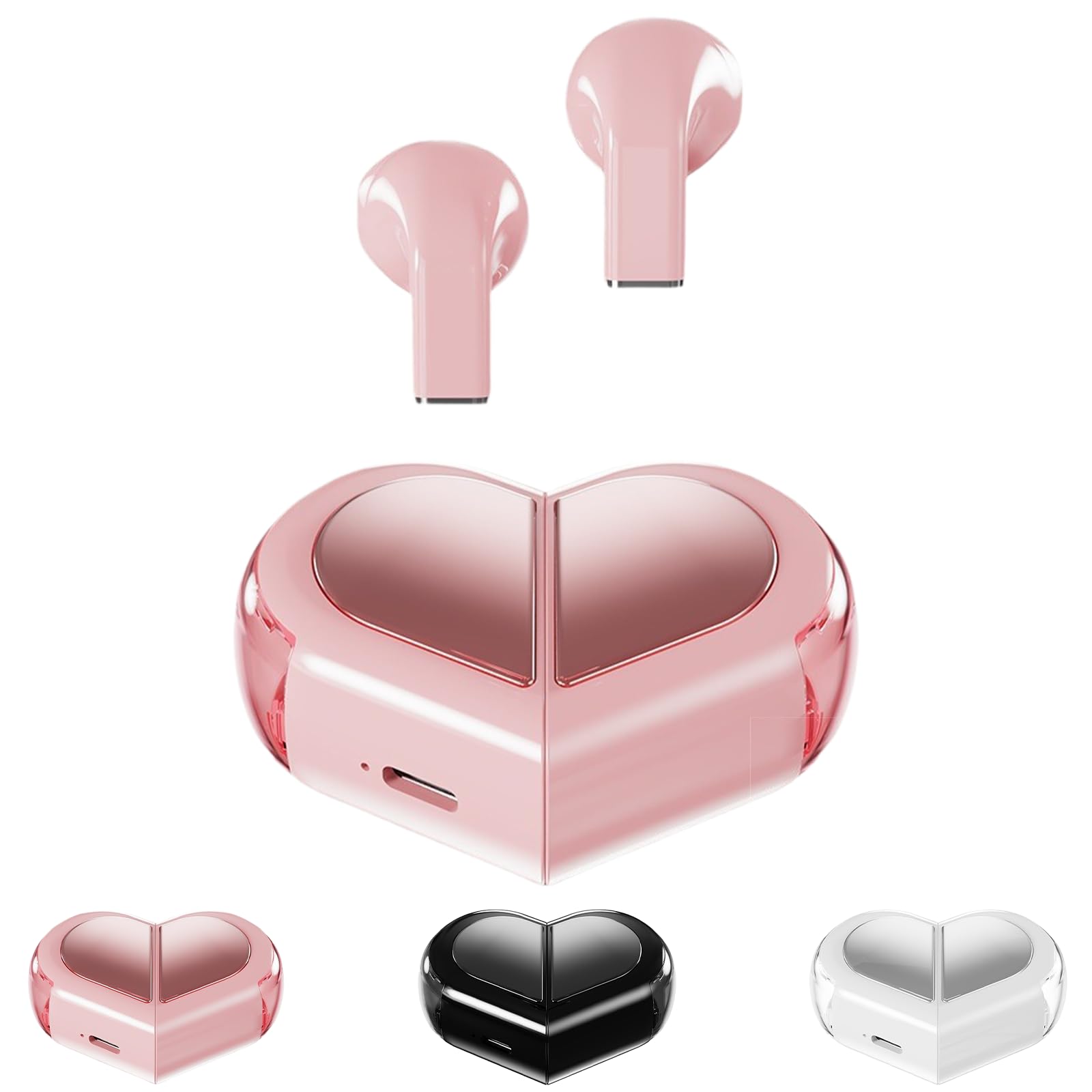 K520 Audifonos, K520 Earbuds, Audífonos En Forma De Corazon, with Rotatable Heart Shaped Charging Case, for Sports and Daily Use (1 Pcs,Pink)