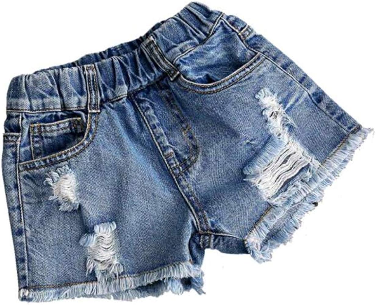 デニムブルー ショートパンツ ダメージ加工