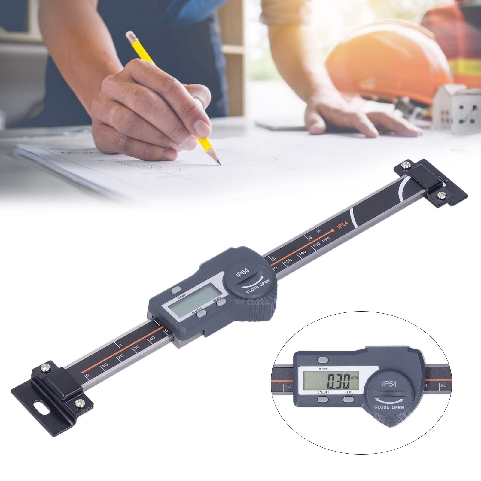 Aramox Escala Lineal Digital Calibre Vernier de Acero Inoxidable IP54 Pantalla LCD Resolución de 0,01 Mm Restablecimiento a Cero Retención de Datos para Mecanizado Ensamblaje Medición de Bricolaje