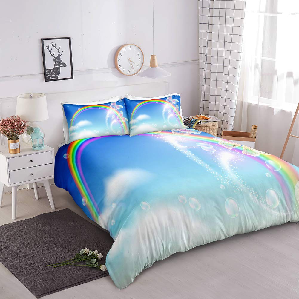 Mandala Blauw Dekbedovertrekken Single, Zachte Ademend Dekbedovertrek met Ritssluiting, 100% Geborsteld Microfiber Beddengoed Set 2 Stks met 1 Kussensloop