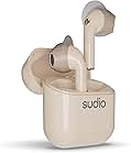 Sudio Nio True Wireless Bluetooth Earbuds - Wingtip Fit, Splash Proof IPX4, Environment Noise Cancelling, Built-in Microphone, 20h Battery Time, Android, iOS (Sand)
