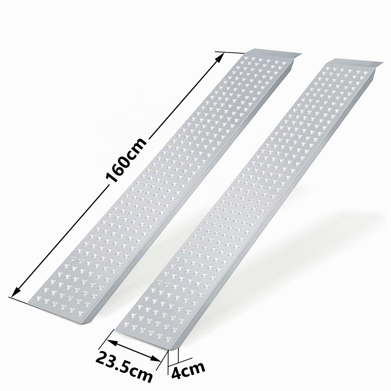 Randaco Lot de 2 rampes d’accès rampes de chargement en acier galvanisé - 160 x 23,5 x 4 cm - Rail de chargement antidérapant - Pour moto, ATV, quad, voiture - Rampe de chargement jusqu'à 400 kg