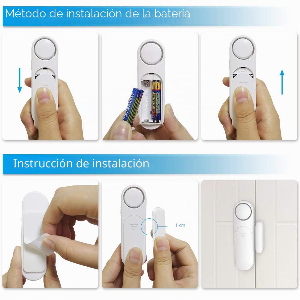 SECRUI Sensor de Alarma de Puerta, Alarma de Ventana inalámbrica con 2 Controles remotos, 120 dB Sensor con magnético, Sistema de Advertencia de Alarma de Seguridad para el hogar, Tienda, niños