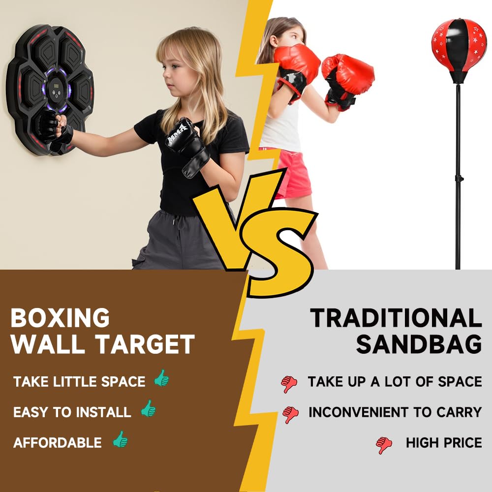 Topteng Bluetooth Music Boxing Machine mit 9 Geschwindigkeitsmodi und Zählmodus, Reaktionstraining, Boxmaschine mit Musik für Erwachsene Kinder, Boxen Musik für Wand, Wandmontiertes Reflex-Training
