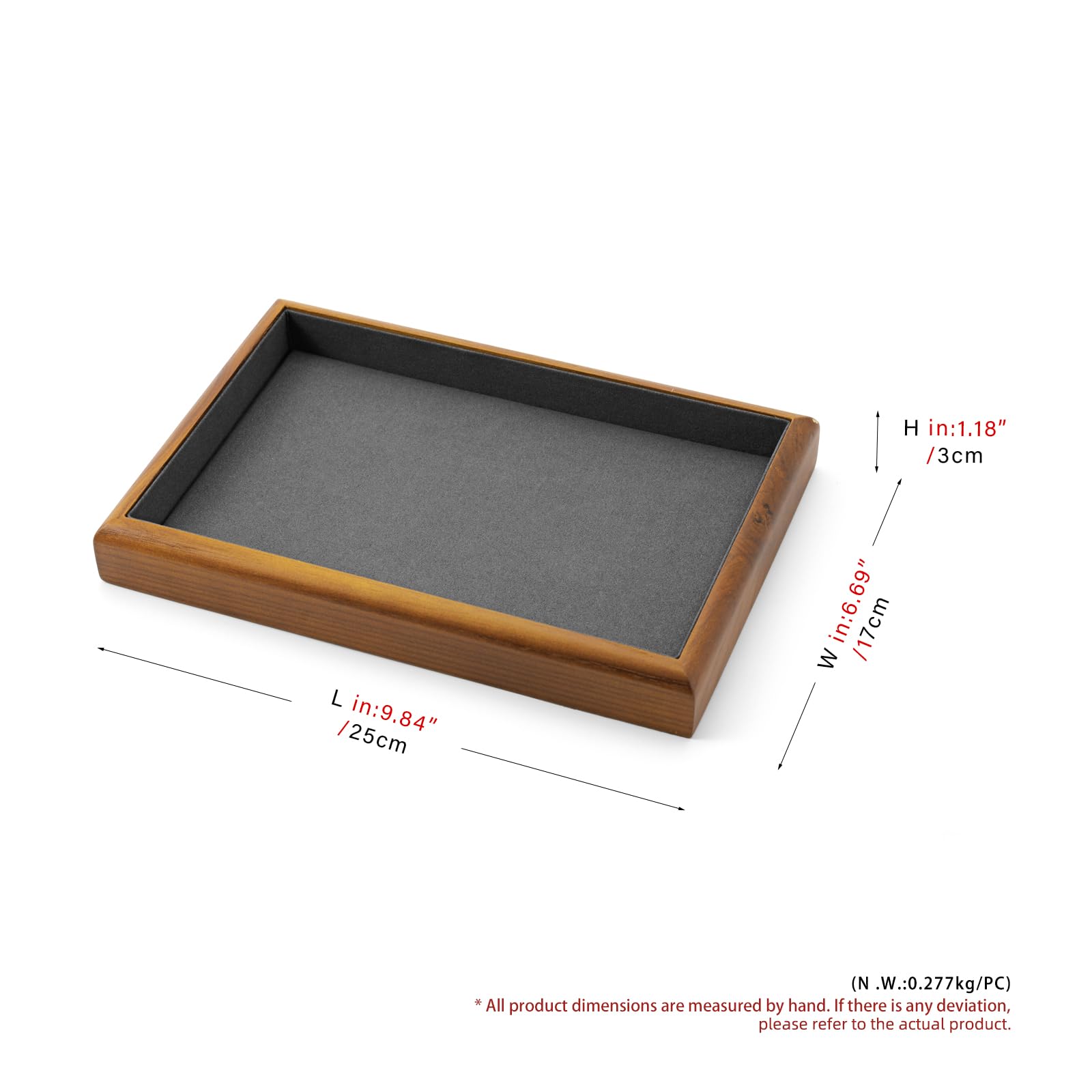 Oirlv Plateaux à Bijoux en Bois Massif,Empilables,Organiseur de Bijoux,Présentoirs Bijoux(Gris foncé)