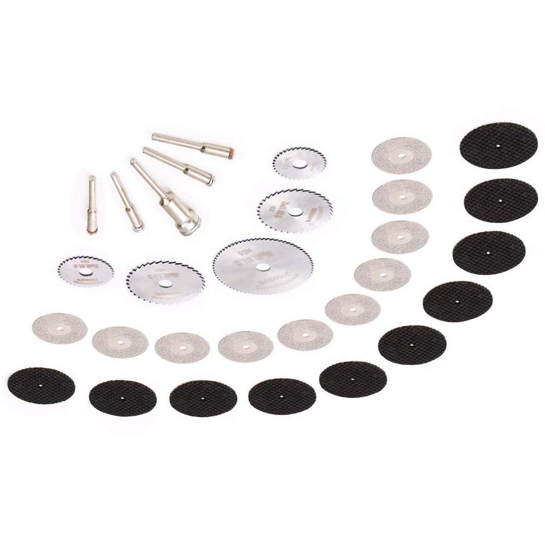 DIY Crafts Pack Of 1 Set, Cutting Wheel Kit, 1/8 Shank Diamond Cutting Wheel 5 Mini HSS Saw Blades 10 Resin Cut Off Disc Combo Cutter Kit Tool Set with 5 Mandrels (Pack Of 1 Set, Cutting Wheel Kit)