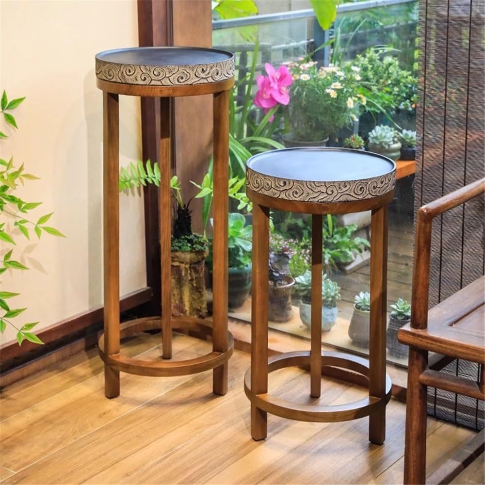 Supporto per vaso in legno per fiori da interno, rotondo, per piante in vaso, stile cinese, decorazione per la casa di piccole dimensioni, perfetto per composizioni floreali