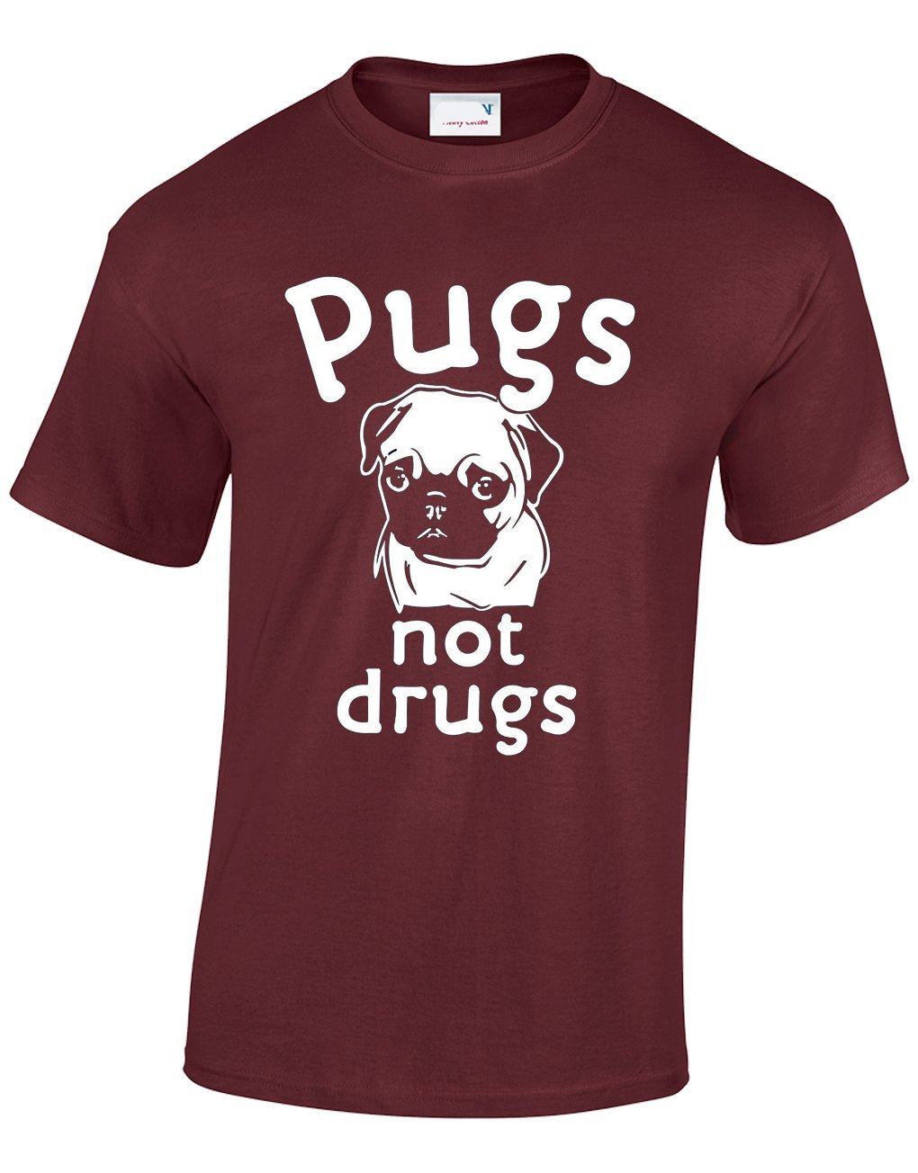 Crown Designs Men's Maroon Pugs Novelty Gifts For & Teenagers T-Shirts Tops - /Large