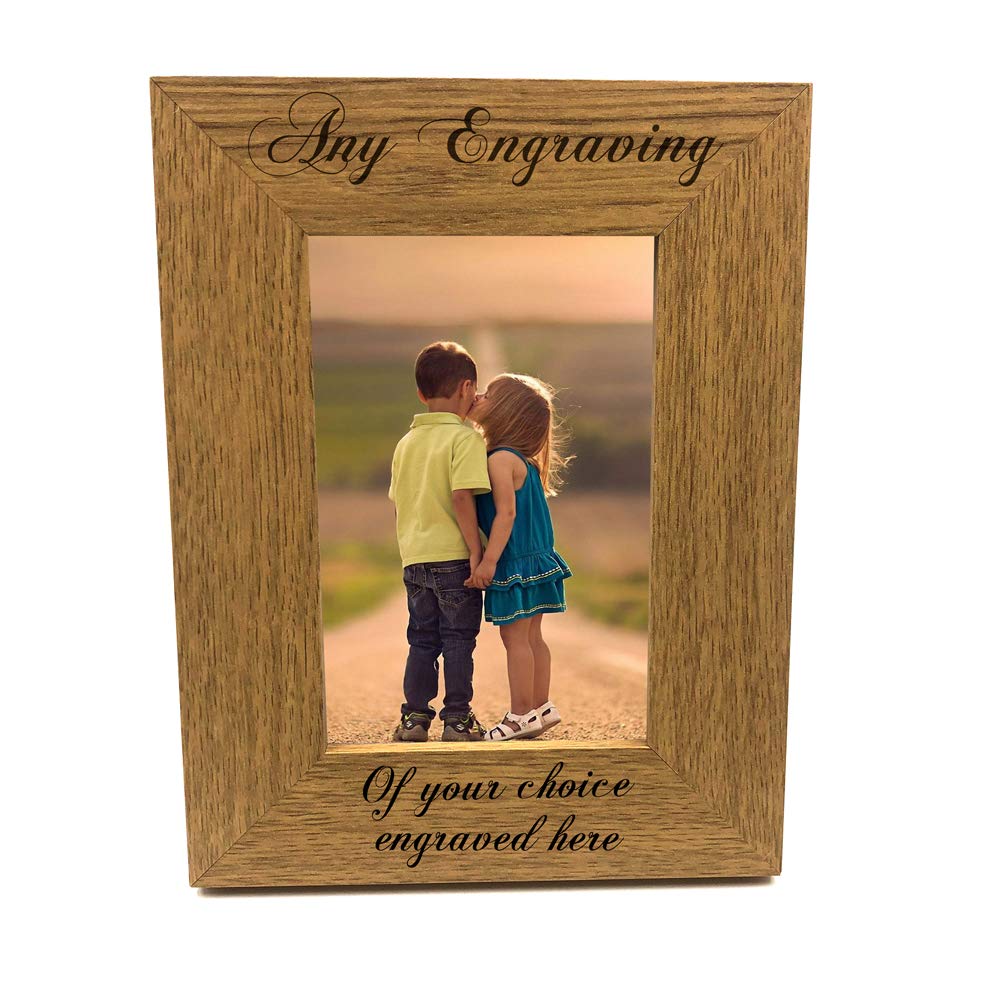 Ukgiftstoreonline Any Engraving Of Your Choice Personalised Photo Frame 4X6 - Personalised Gift - Engraved Wooden Photo Frame For Any Occasion