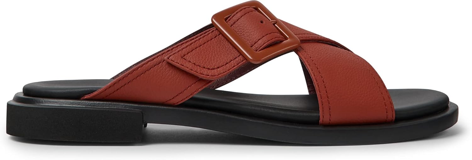 Camper Women's Edy Flat Sandal, Medium Red, 7