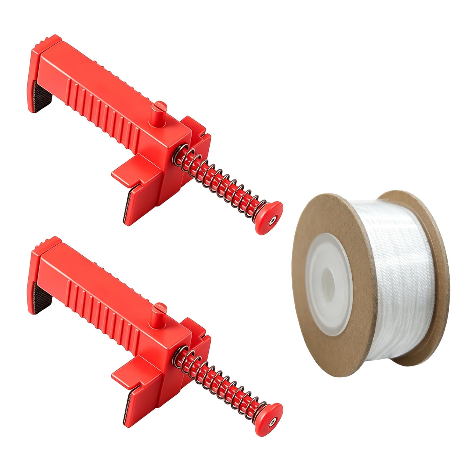2 PCS Brick Line Runner, Brick Line Clamps with Pull Line Bricklaying Trowel Tool Fixer Clamps for Building Construction Brickwork Wire Puller (Red)