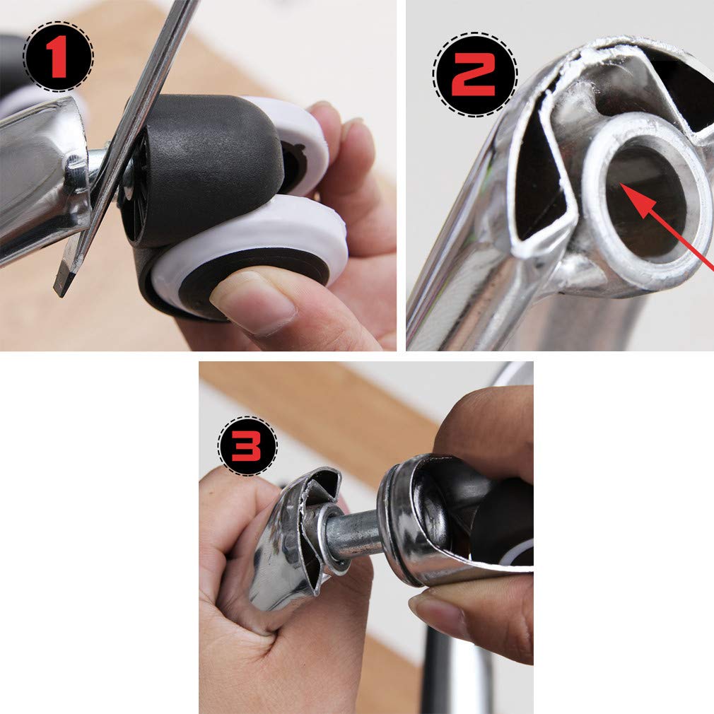 Ruote girevoli per Sedia, 5 Ruote girevoli per Sedia da Ufficio, Ruote girevoli con Stelo Girevole a 360 Gradi, Ruote girevoli in Gomma per mobili da 38 mm e 50 mm, Ruote girevoli per lettin