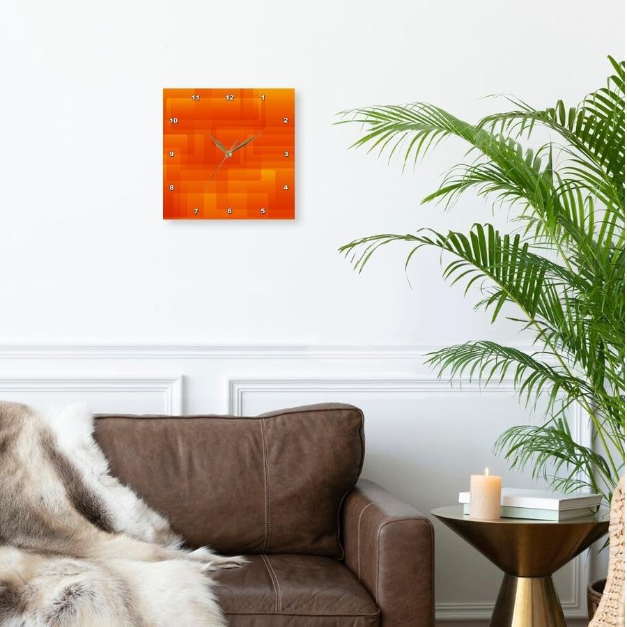 Miniatura 2 de Anne Marie baughAbstract ArtBright Color Naranja Sobre Naranja rectángulos redondeados abstractoWall Clocks