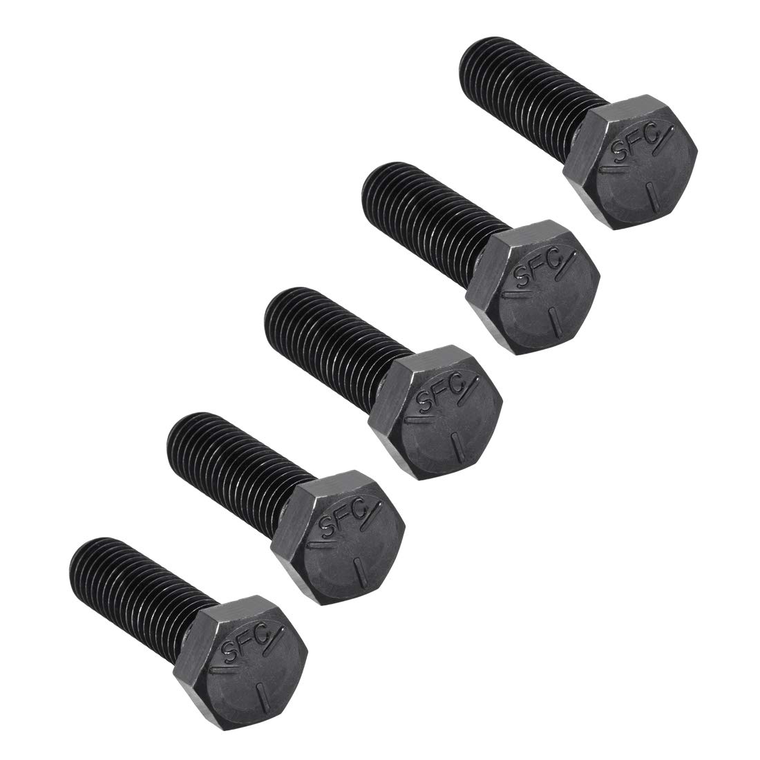 Tornillos de cabeza hexagonal de 1/2-13x1-3/4 de acero al carbono grado 5 UNC negro (5 uds)