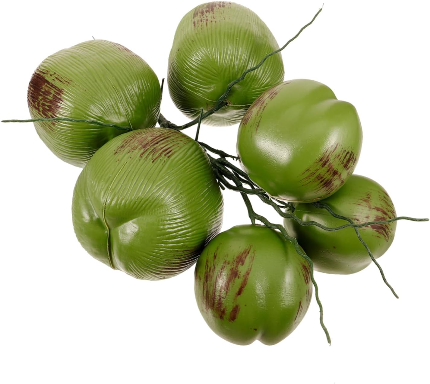 1 Bunch Artificial Lifelike Imitation Coconuts Model Plastic Tropical Fruit Prop for Hawaiian Luau Jungle Wedding Party Decoration Reusable Simulated Fruit Adornment