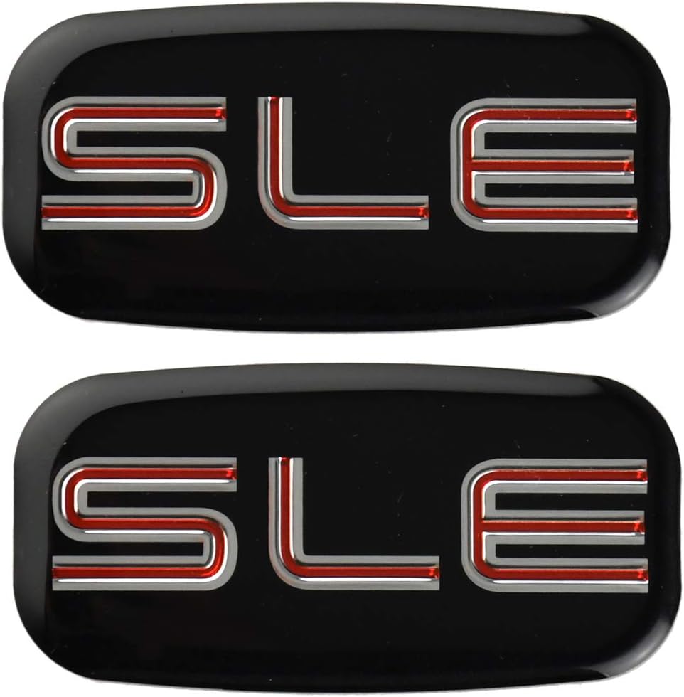 CDD 2x SLE Emblems 3D Nameplate Sticker Replacement for GMC Chevrolet Sierra Suburban Yukon 1500 2500 3500 15036134 (Chrome/Red)