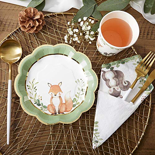 Kate Aspen Woodland Baby Shower Decorations, 62-Piece Disposable Paper Plates & Napkins Party Supplies for 16 Guests - Woodlands Animals Theme for Baby Boy Shower Table Decorations, Gender Reveal by Kate Aspen - Used condition - Image 6