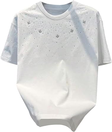 RoseSeek Mens Rhinestone T Shirts Glitter Crewneck Short Sleeve Tops