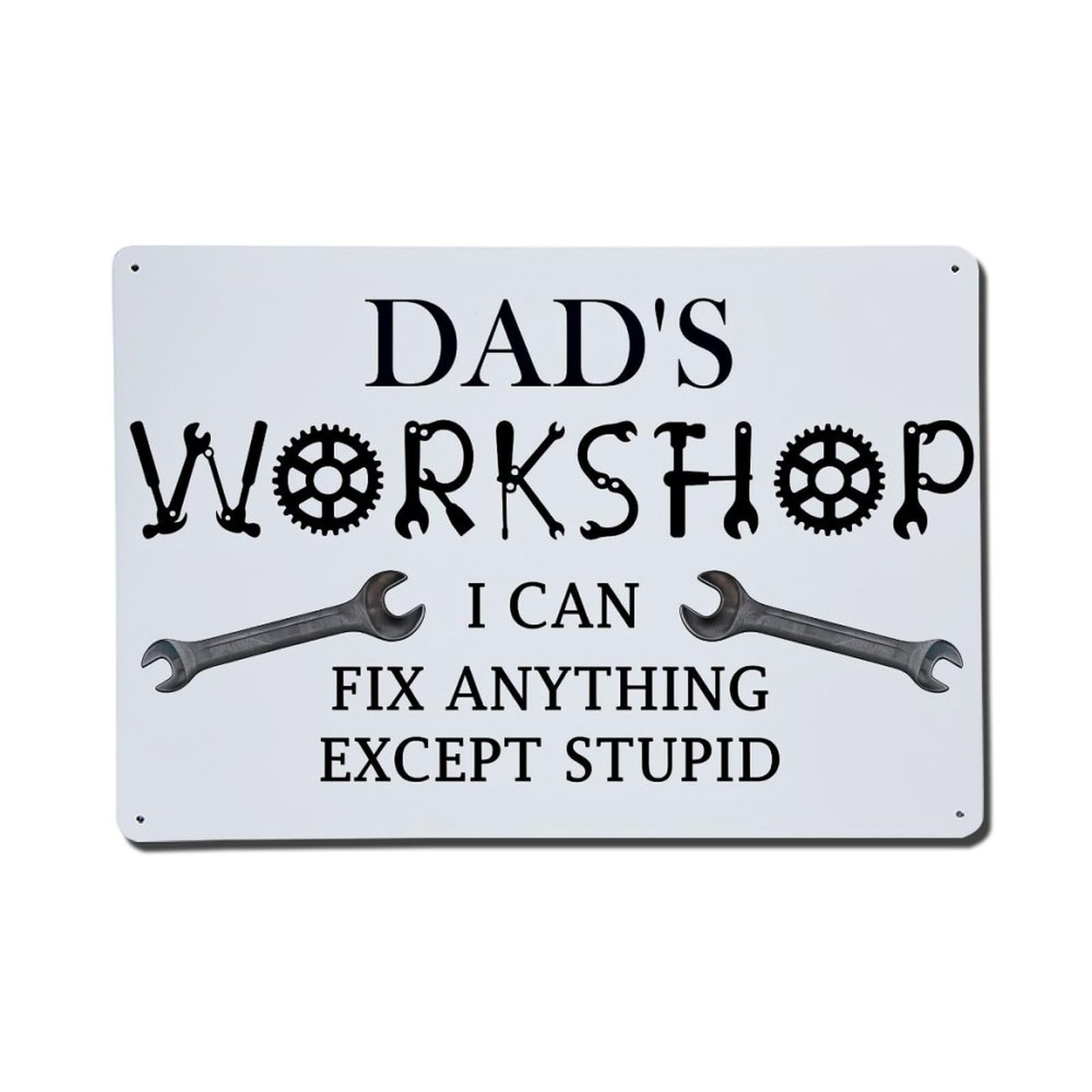 Dad's Workshop Tools And Wrenches Retro Metal Tin Sign, Vintage Decor Art Poster for Bar, Home, Man Cave, Kitchen, Laundry Room Gift 8x12Inch