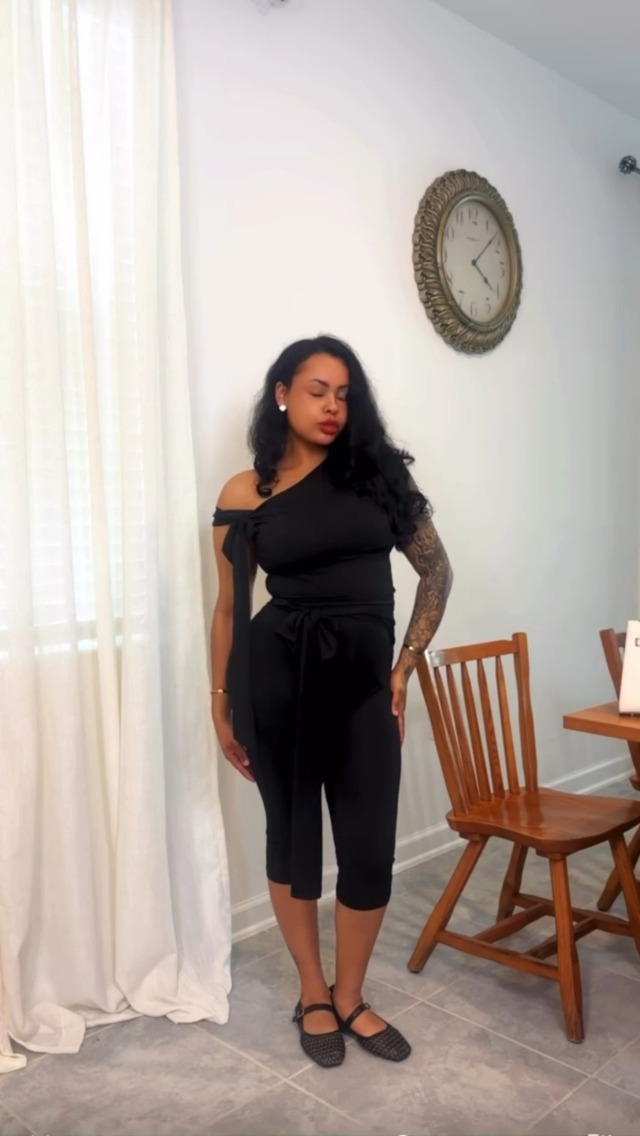 CXXQ Sexy 2 Piece Outfits Off Shoulder Self Tie Crop Tops and