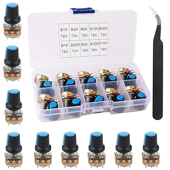 10 Potenziometri Rotativi Lineari RUNCCI-YUN 10k - WH148, 3Pin, Albero 15mm Con Dado E Fermo - Foto 9