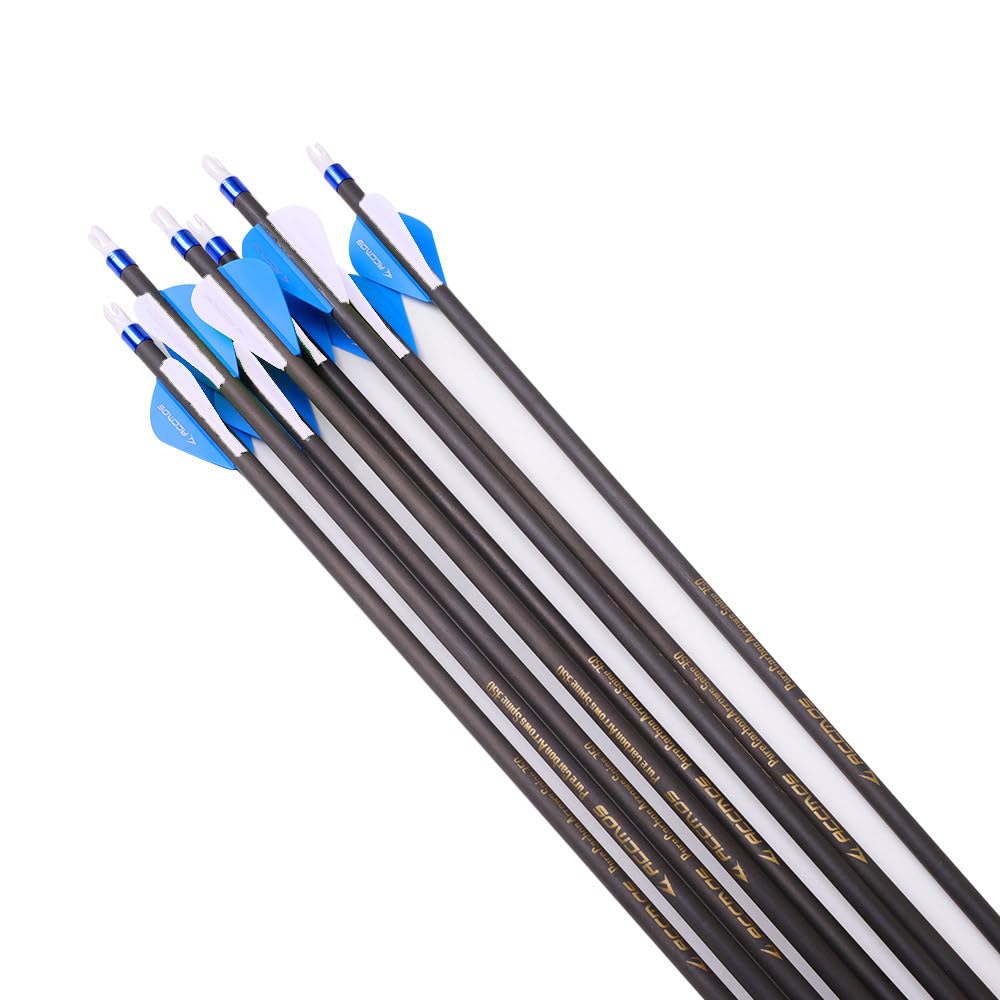 6/12pc Lunghezza Personalizzata Frecce in Carbonio 300/350/400/500/600/700/800 Spine 2" Piume di Plastica Freccia per Bersagli Freccia da Caccia per Arco Ricurvo Arco Composto Tiro con L'Arco