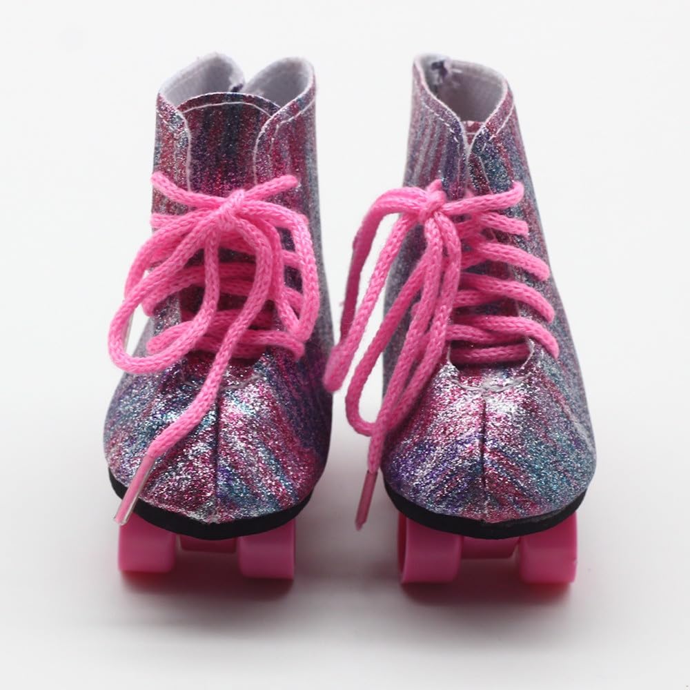 Pattini a rotelle per Bambola da 18 Pollici, Scarpe da Pattinaggio su Ghiaccio per Bambola Americana da 46 cm, Accessori per Costume (#F)