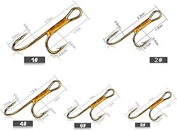 Amazon.com: Fishing Hooks 20Pcs Barbed Golden Double Fishing