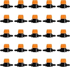 VooGenzek Drip Irrigation Hose Coupling Valve, Irrigation Tap Shut-off Valve Connections, Irrigation Barb Control Valve, 4/7 Barb Valve, Mini Valve for 4/7 mm Hose, Pack of 25