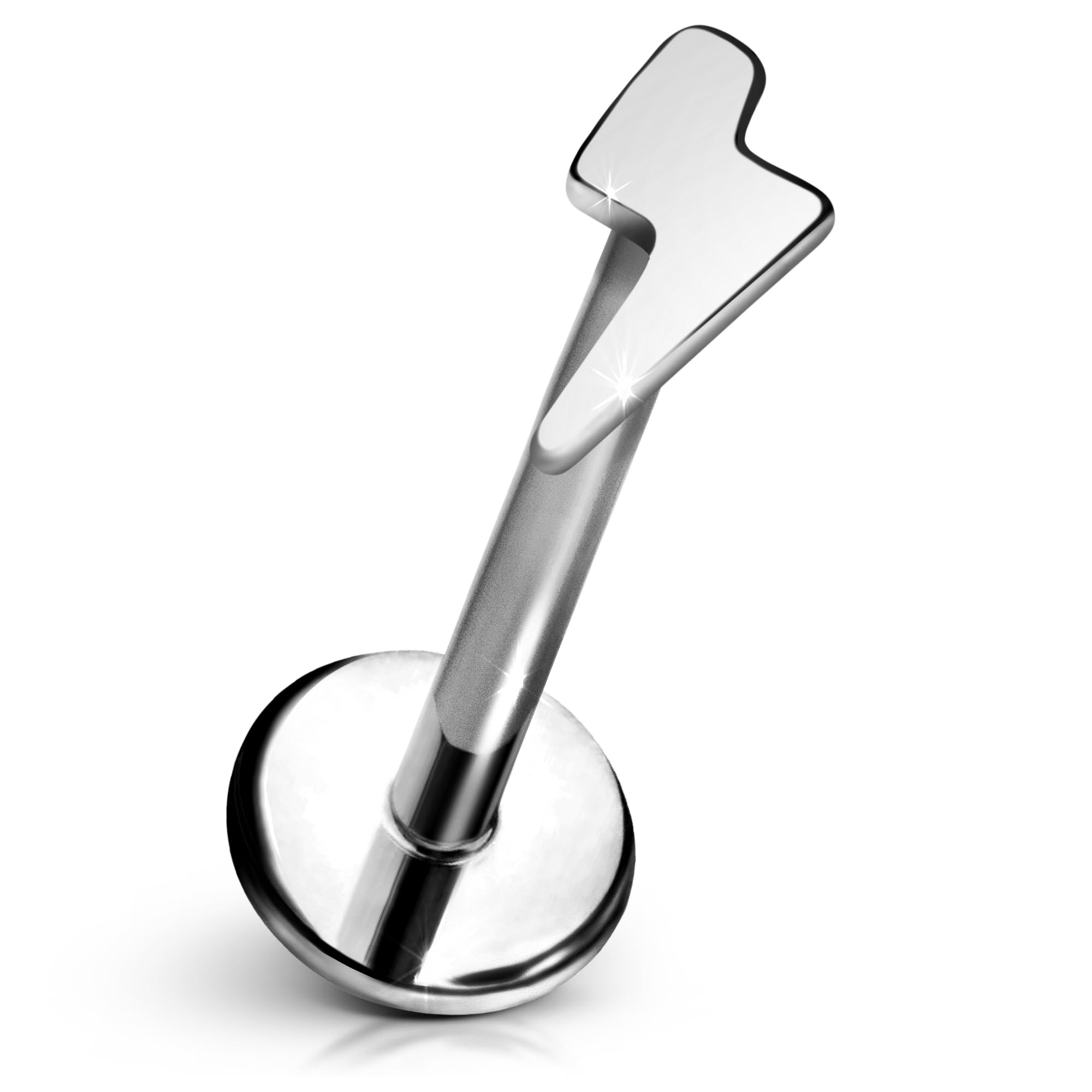 Cords Club Lightning Bolt Flat Back Stud – ASTM-F136 Implant Grade Titanium - Push Pin Design for Sensitive Ears – Available in 18K PVD Gold Plated &