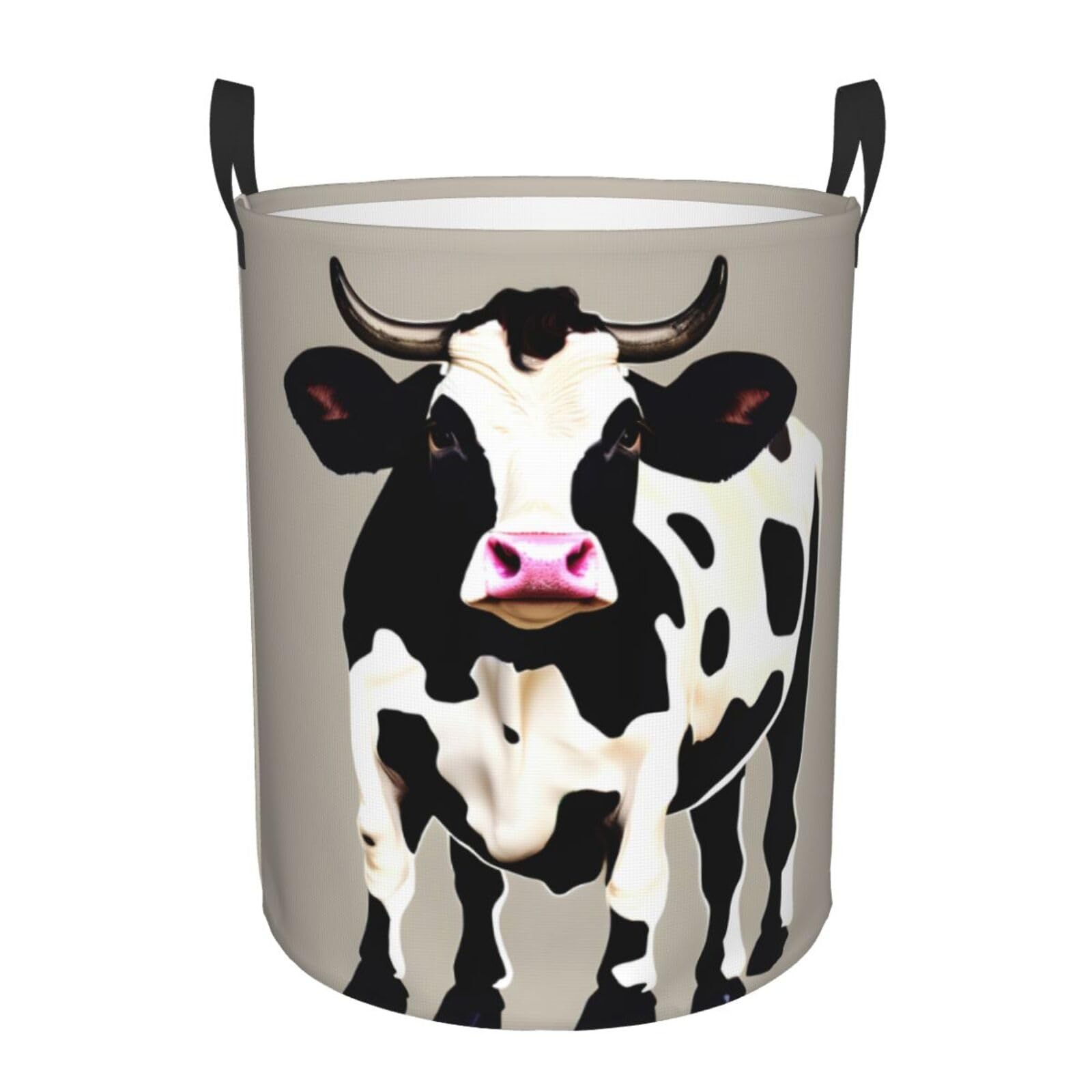 Panier à linge haut imprimé vache noir à pois : rangement de chambre