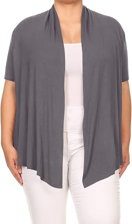 Womens Plus Size Casual Open Front Short Sleeve Cardigan