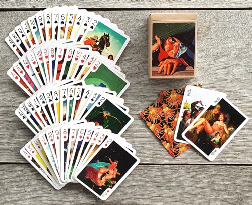 Baraja de póker con 54 cartas diferentes ilustradas vintage miniatura 3