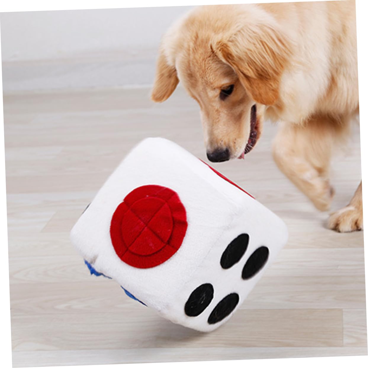 Juguete para Perros de Peluche en Forma de Dado Blanco Espuma, Adecuado para Olfatear y Forrajear en Casa, Divertido E Innovador para Mascotas