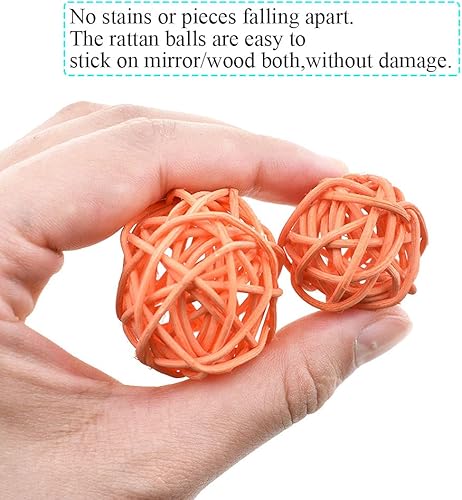 Miniatura 5 de Hao Pro Orbes de bola de ratán, relleno de jarrón de mimbre de 3 1.6 in de diámetro, adornos para tejer a mano, rodeados de capas, línea clara,