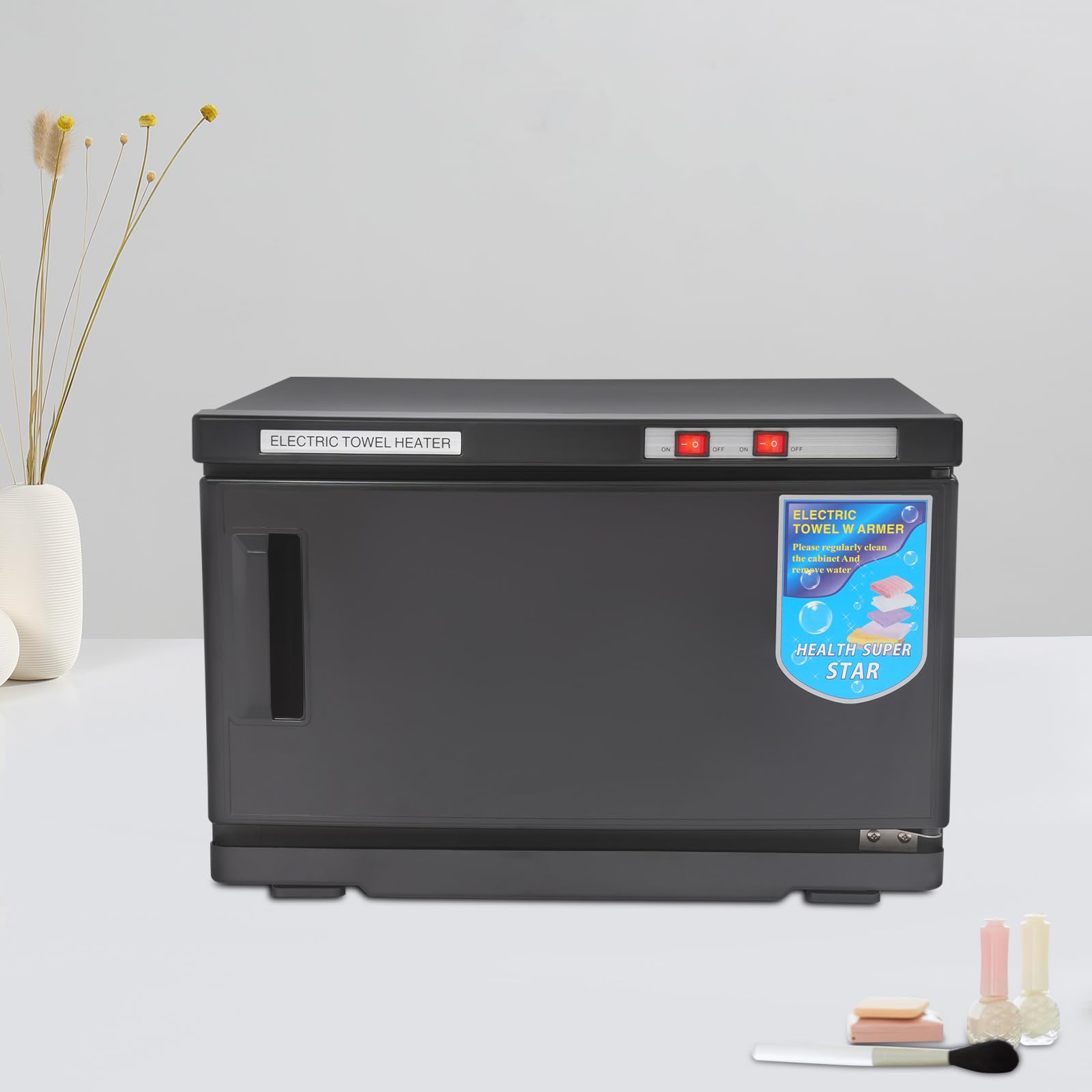 Asciugamano sterilizzatore armadio asciugamano caldo 25 l per casa hotel spa palestra panno in acciaio inox disinfezione e riscaldamento con 220 V potenza 70 °C temperatura di funzionamento (nero)
