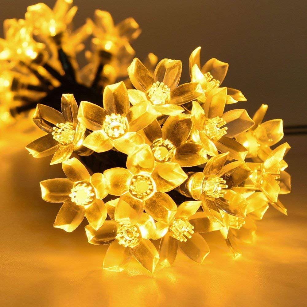 Guirlande Lumineuse Solaire 21ft 50 LED Fleurs SUAVER - Extérieure Étanche Blanc