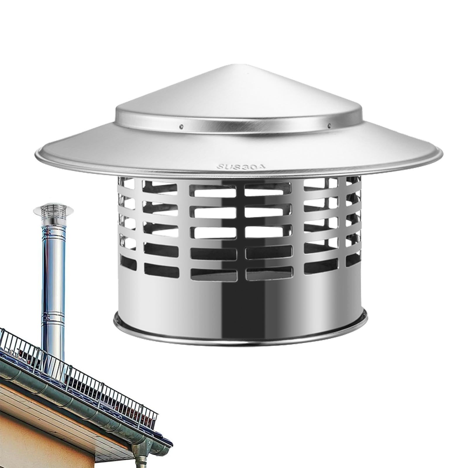 Chapeau de cheminée inox et capuchon de ventilation pour toit
