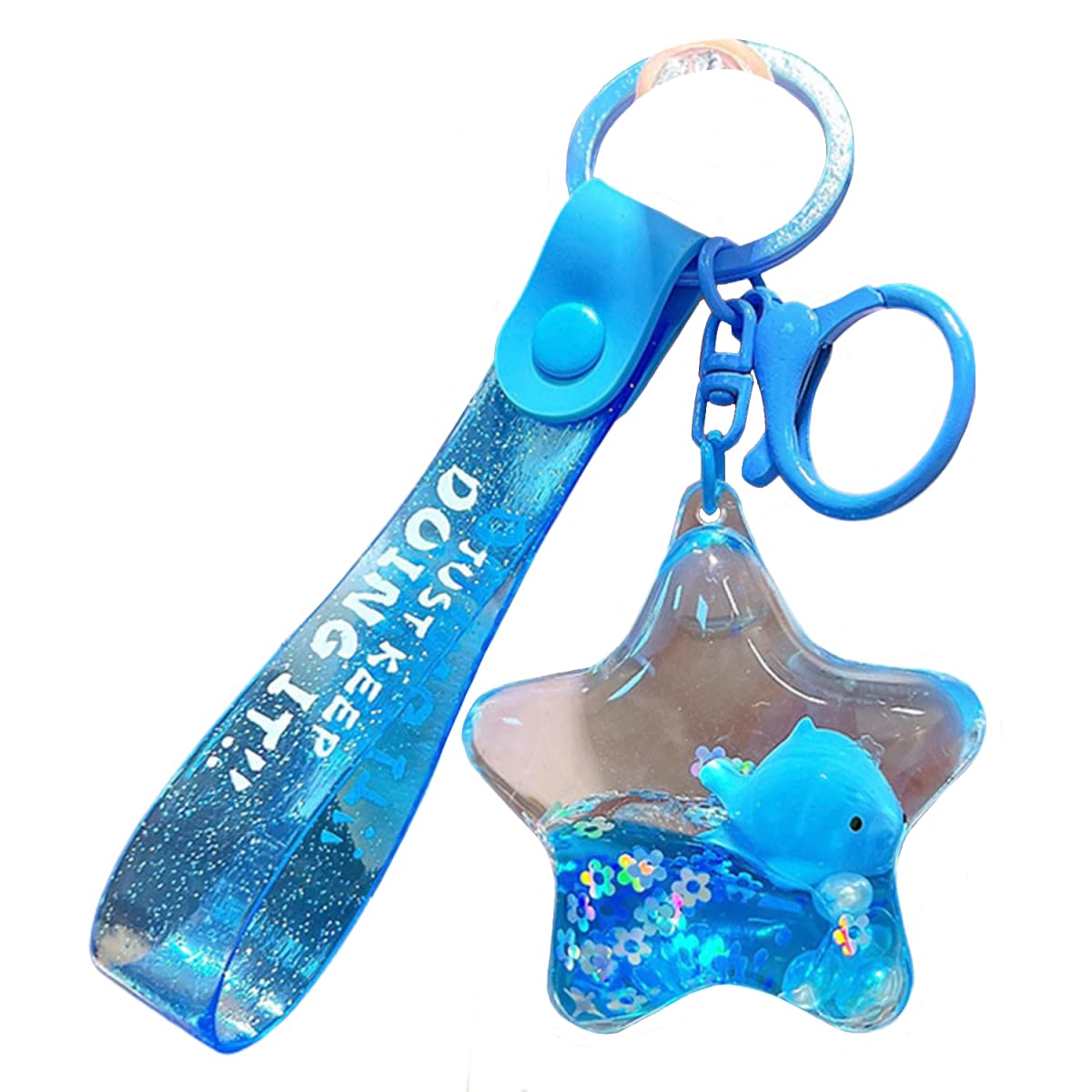 ZDHC Creative Pentagram Quicksand Keychain Cute Liquid Floating Ocean Animal Keyring Car Keys Bag Pendant for Women Men