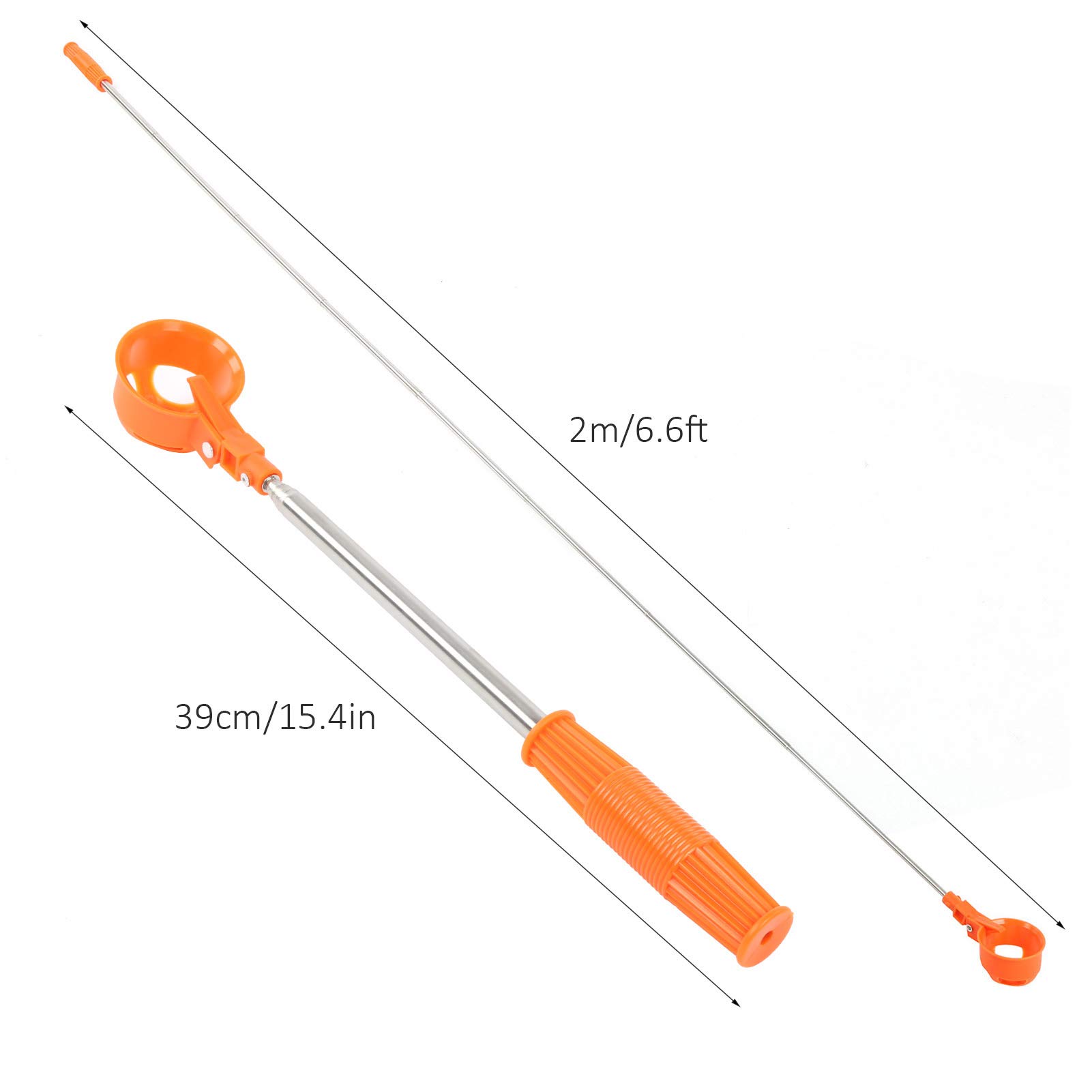 HERCHR Golf Ball Retriever, 8 Section Telescopic Antenna Design Stretchable Portable Golf Ball Grabber Pick Up Sucker Tool for Men Women, Orange
