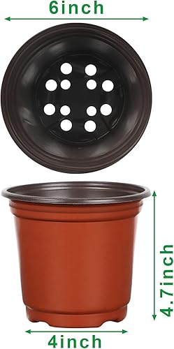 Vista 59 de Augshy 120 macetas de plástico para vivero, macetas de inicio de semillas para interiores y exteriores (4,5,6 pulgadas)