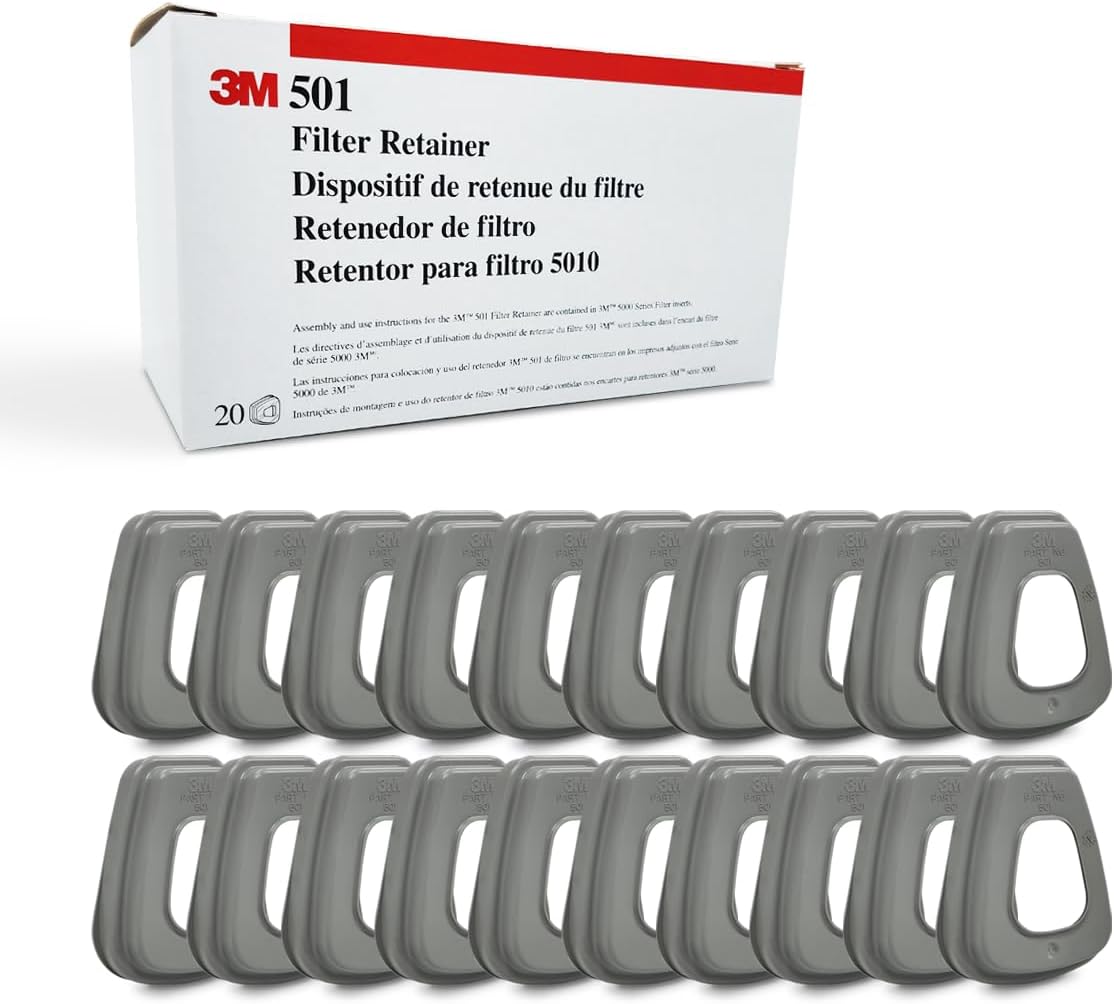 3M 501 Filter Retainer Cover for Particulate Filter 5N11 for 6000 and 7000 respirators (501 Retainer, 20, Count)
