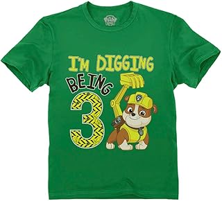 Rubble Paw Patrol 3rd Birthday Shirt - Fun Gift for 3 Year Old Boy - Toddler Digging Theme Party T-Shirt