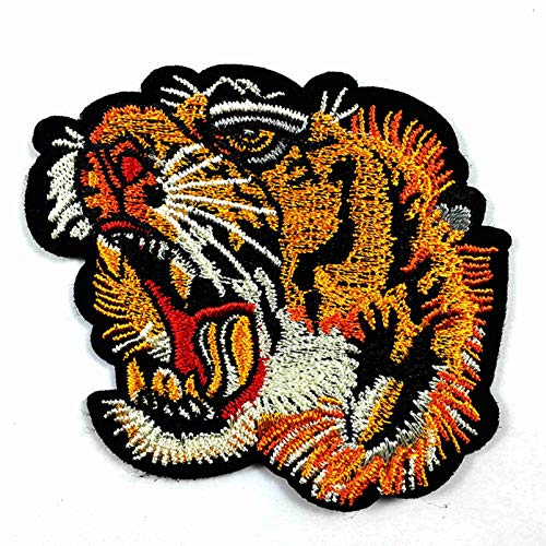 Animal Roar Tiger Wolf Head Iron On Patches Embroidered Sew On Patches Custom Tactical Patches for DIY Jeans, Jacket, Kid's Clothing, Bag, Caps, Arts Craft Sew (Tiger 1)