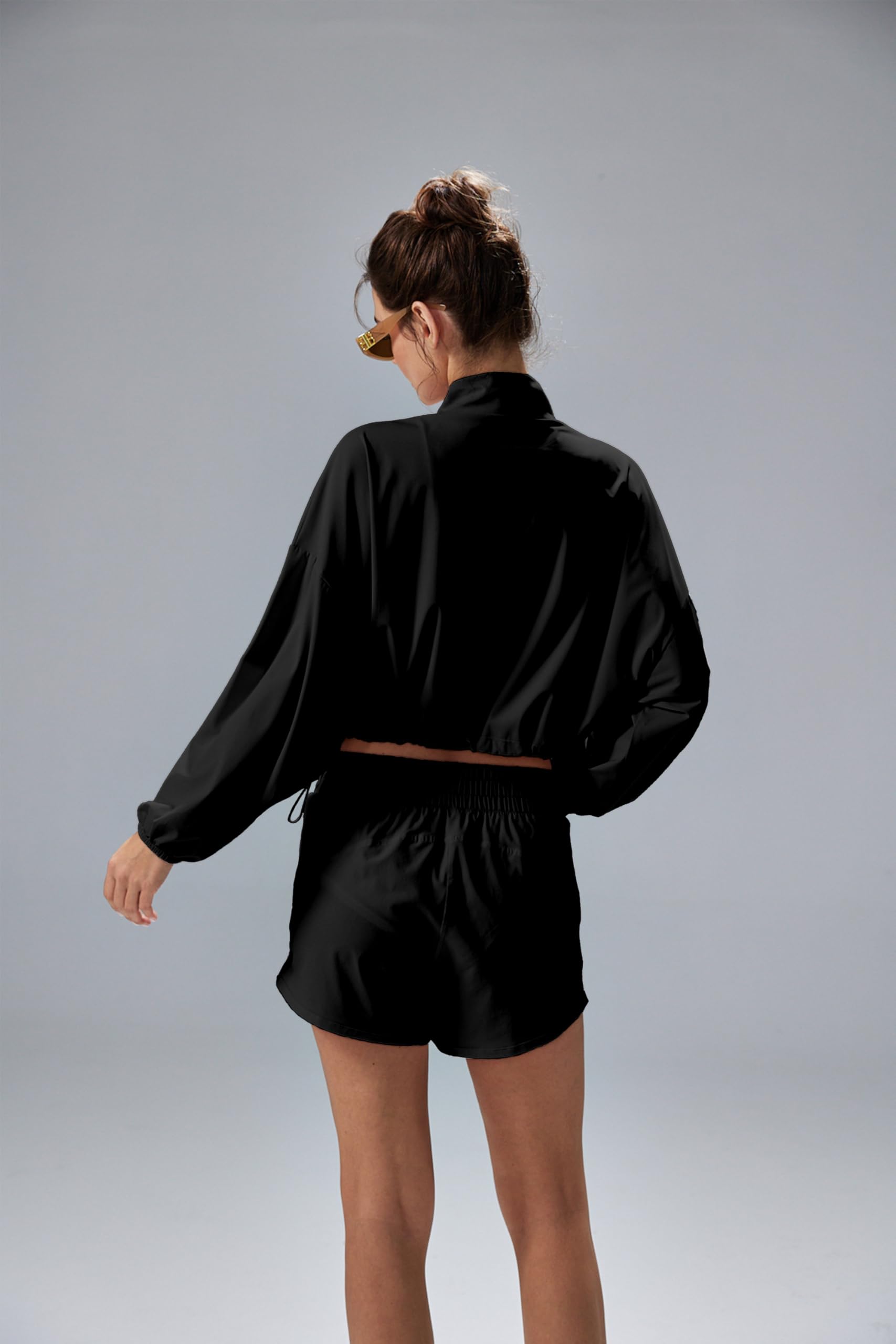 altiland Chaquetas cortas con cremallera y protección solar UPF 50+ para mujer, para entrenamiento atlético, correr, sensación fresca