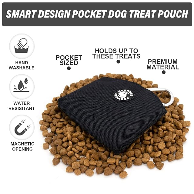Foto 6 de 8 de COOWONE Bolsa de golosinas con apertura magnética para bolsas de aperitivos para perros con clip (negro)
